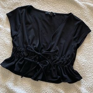 Black crop top with double front ties